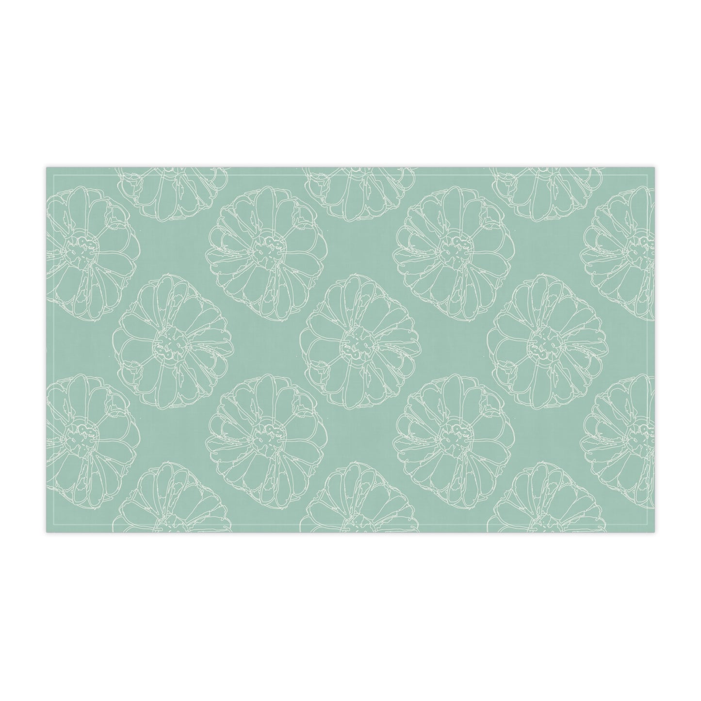 Cream Floral Outline on Aqua Kitchen Towel