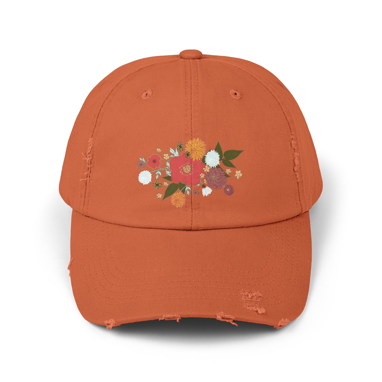 Spring Floral Distressed Cap