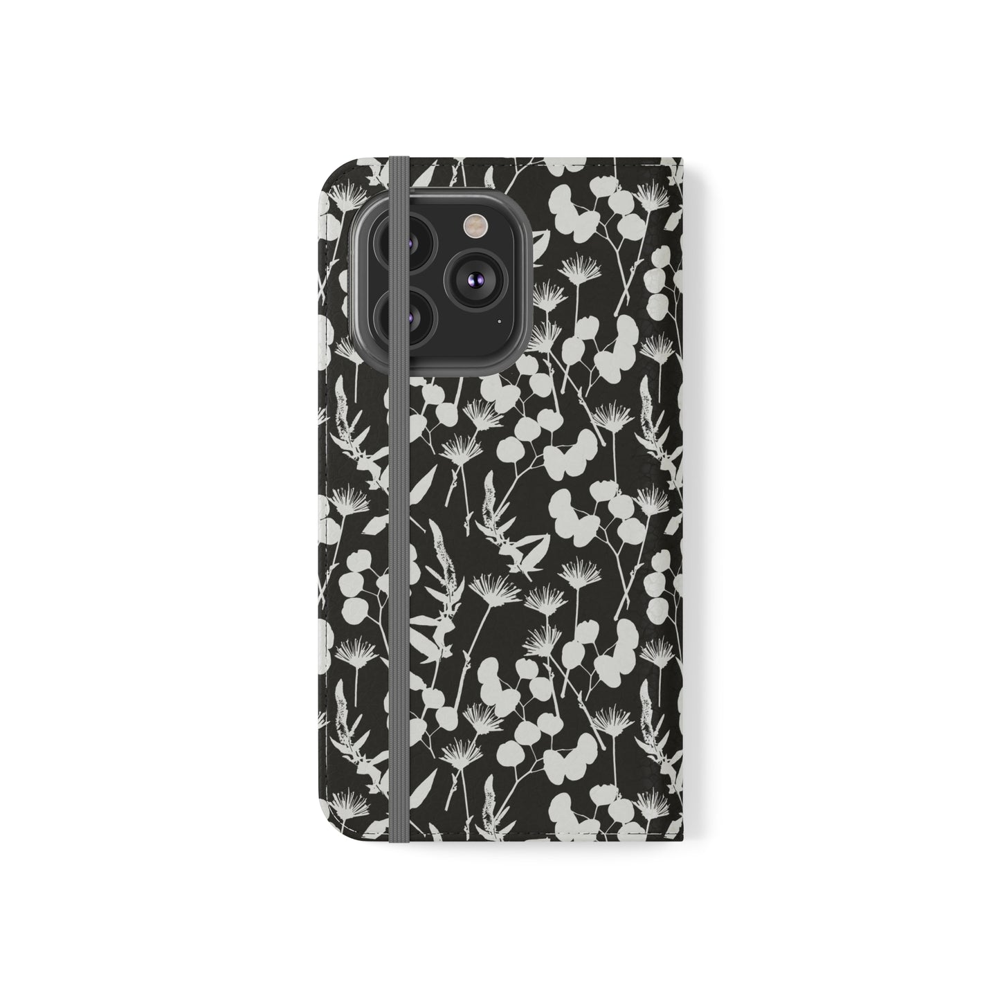 Black and White Floral Flip Cases for iPhone