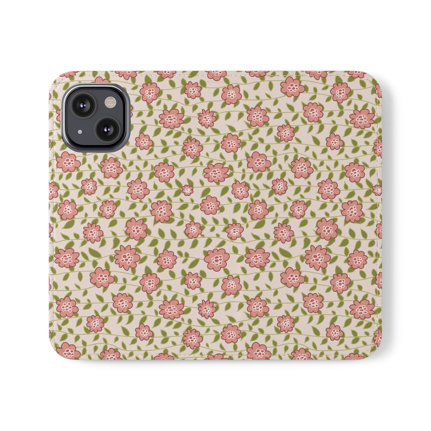 Coral Flowers on Cream Flip Cases for iPhone