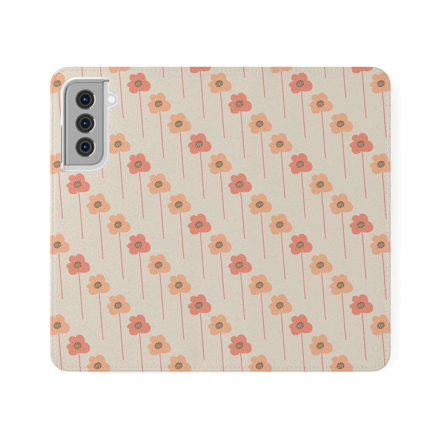 Peach Wildflowers on Cream Flip Cases for Samsung