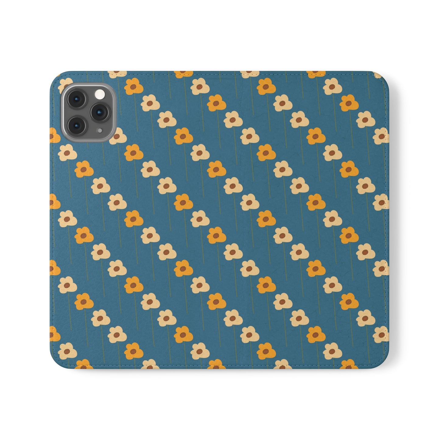 Yellow Wildflowers on Blue Flip Cases for iPhone