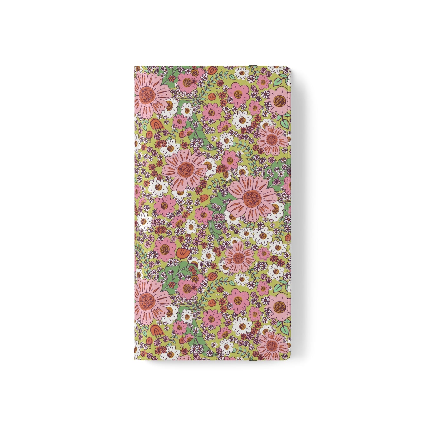 Cheerful Watercolor Flowers on Bright Green Flip Cases for Samsung