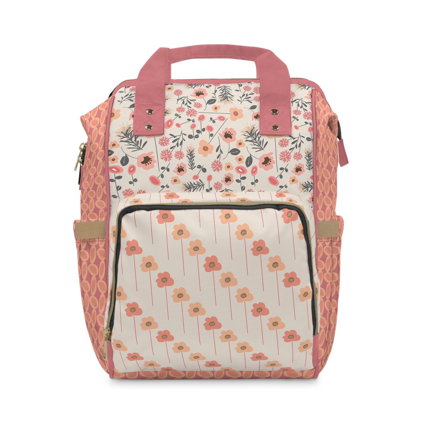 Peach and Cream Wildflowers Multifunctional Diaper Backpack