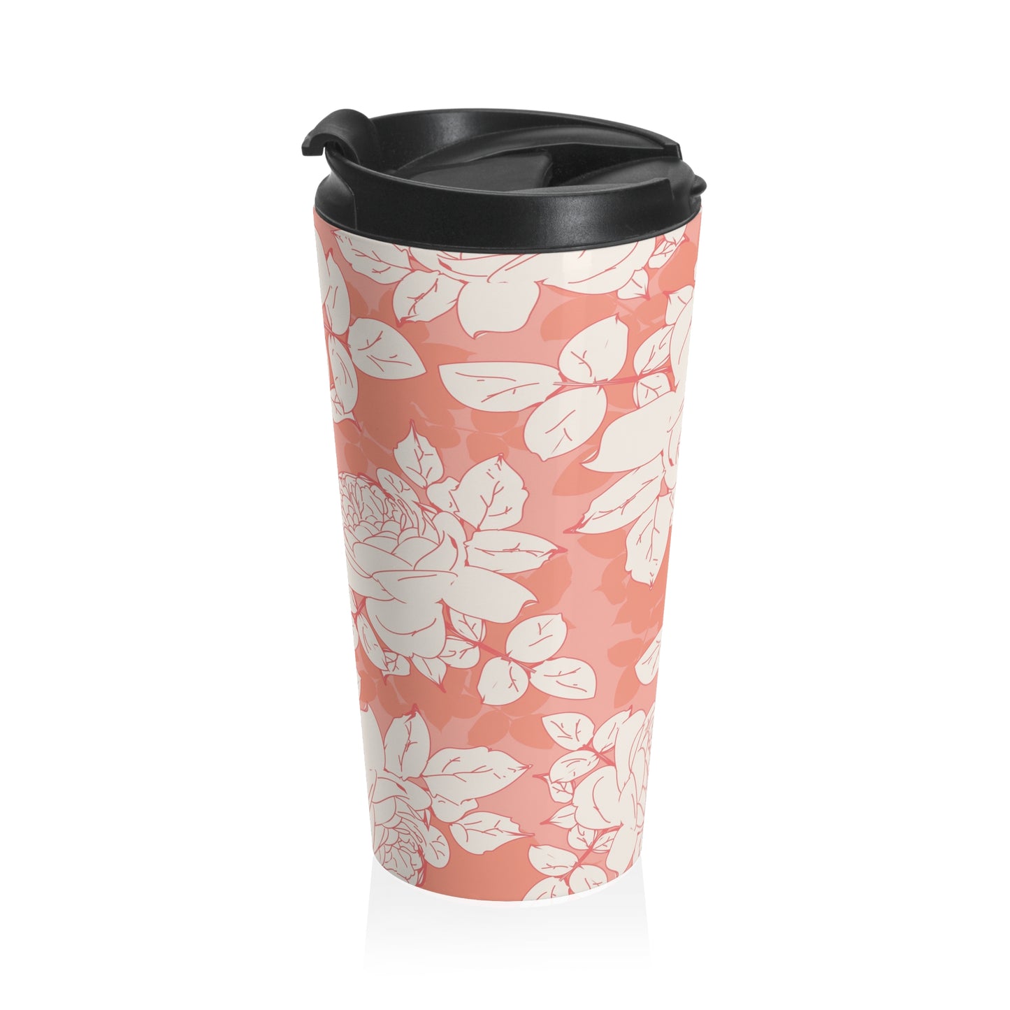 Peach and Cream Roses Stainless Steel Travel Mug