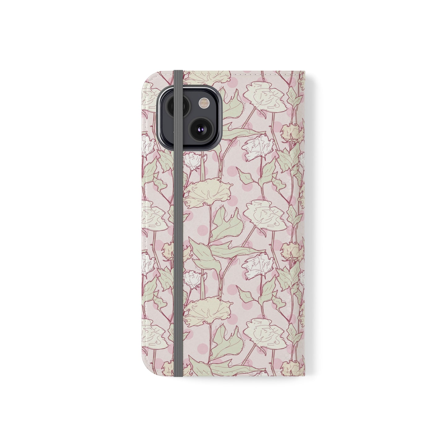 Roses and Dots in Pink Flip Cases for iPhone