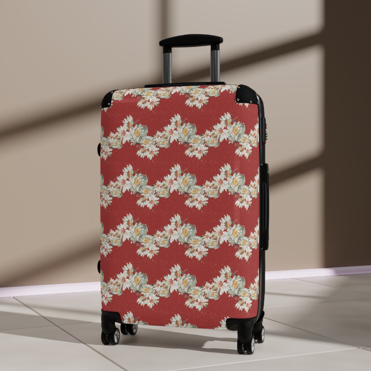 Daisies, Zig Zag Stripe Suitcase