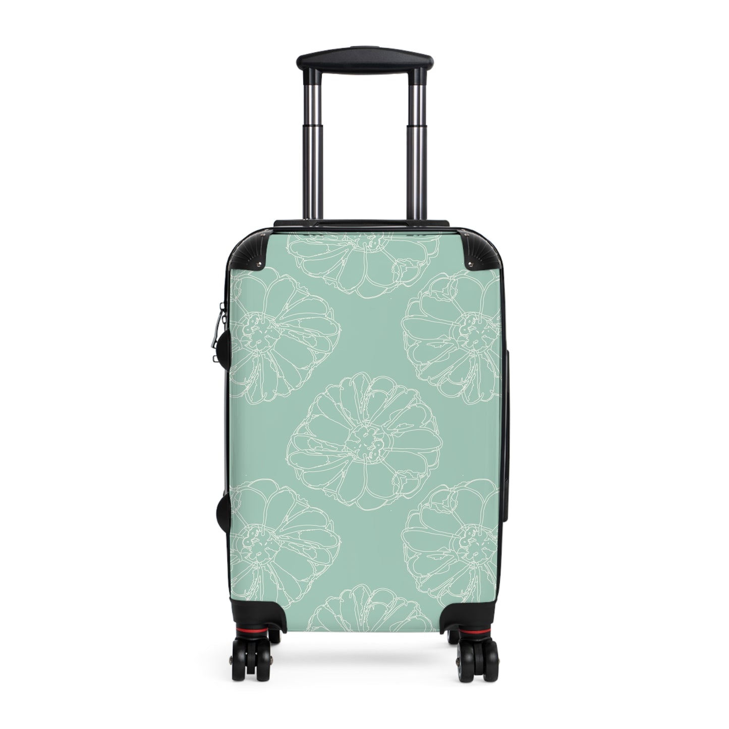 Cream Flower Outline on Aqua Suitcase