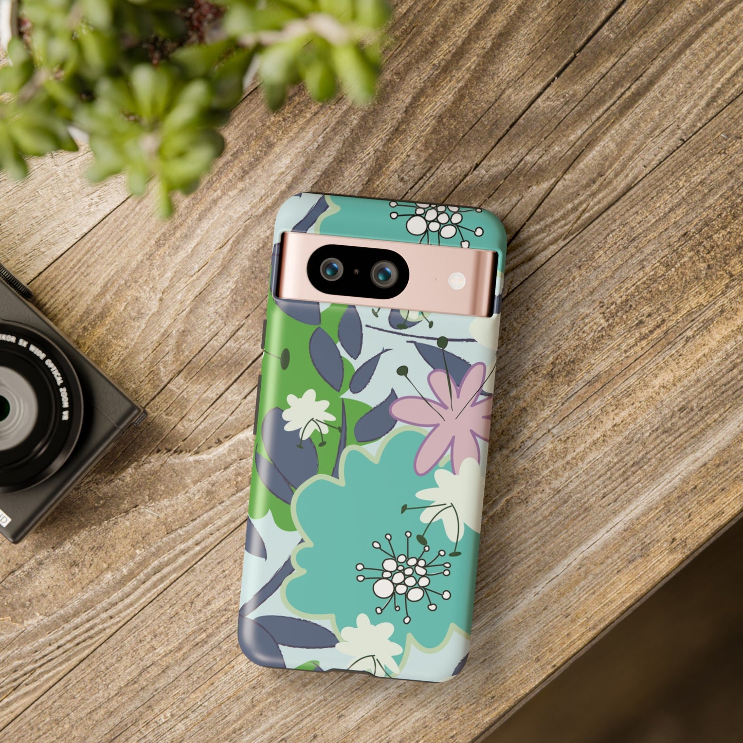 Mid Mod Floral in Blue and Green Tough Cases