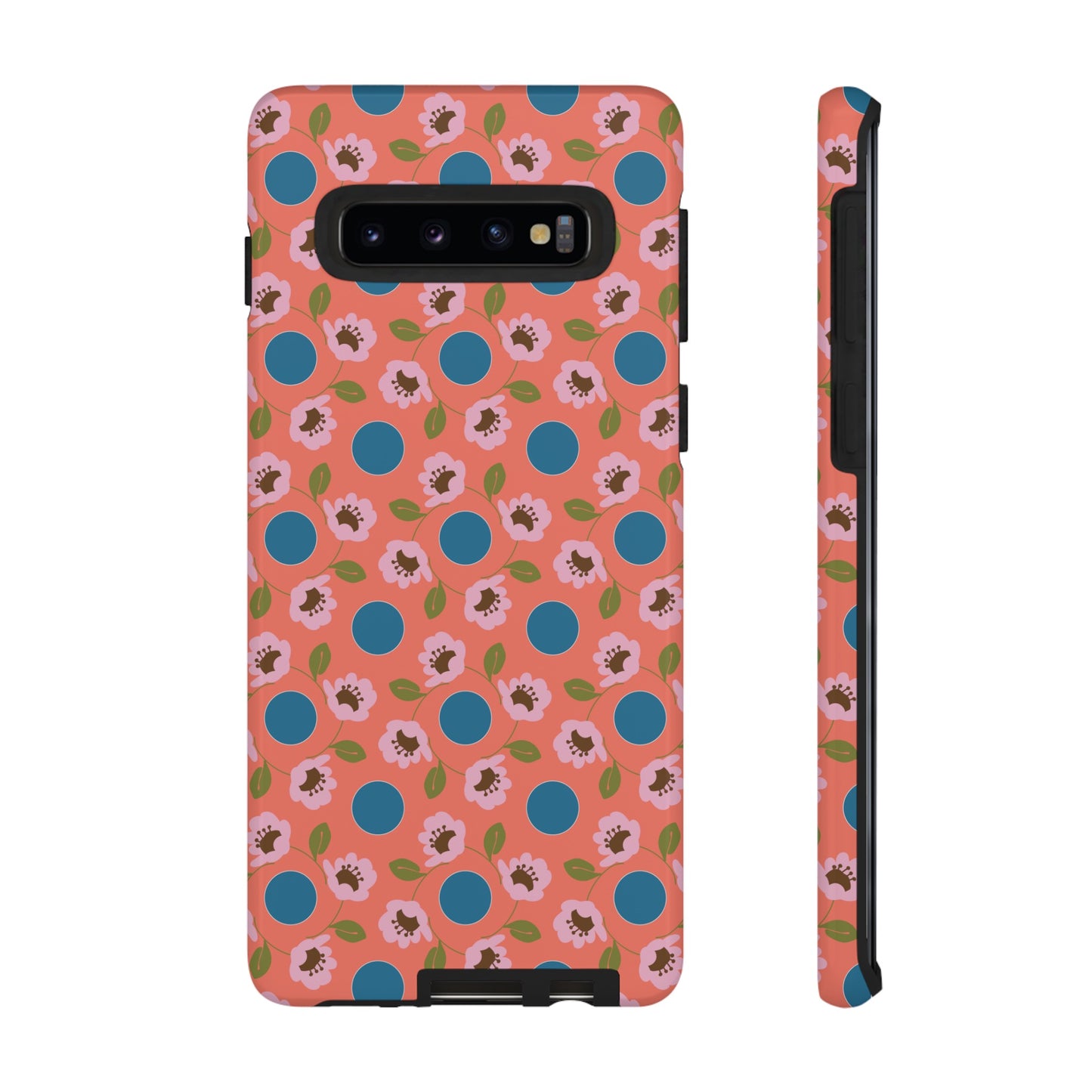 Wildflowers with Dots in Coral and Blue Tough Cases for Samsung