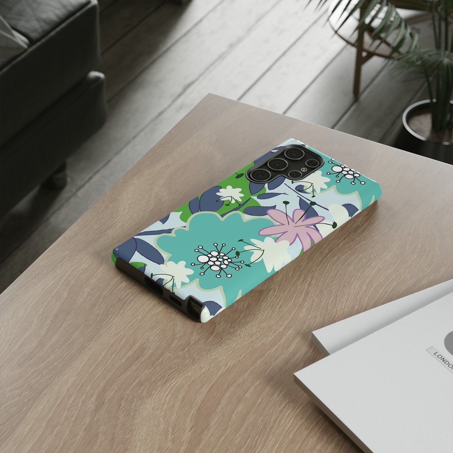 Mid Mod Floral in Blue and Green Tough Cases