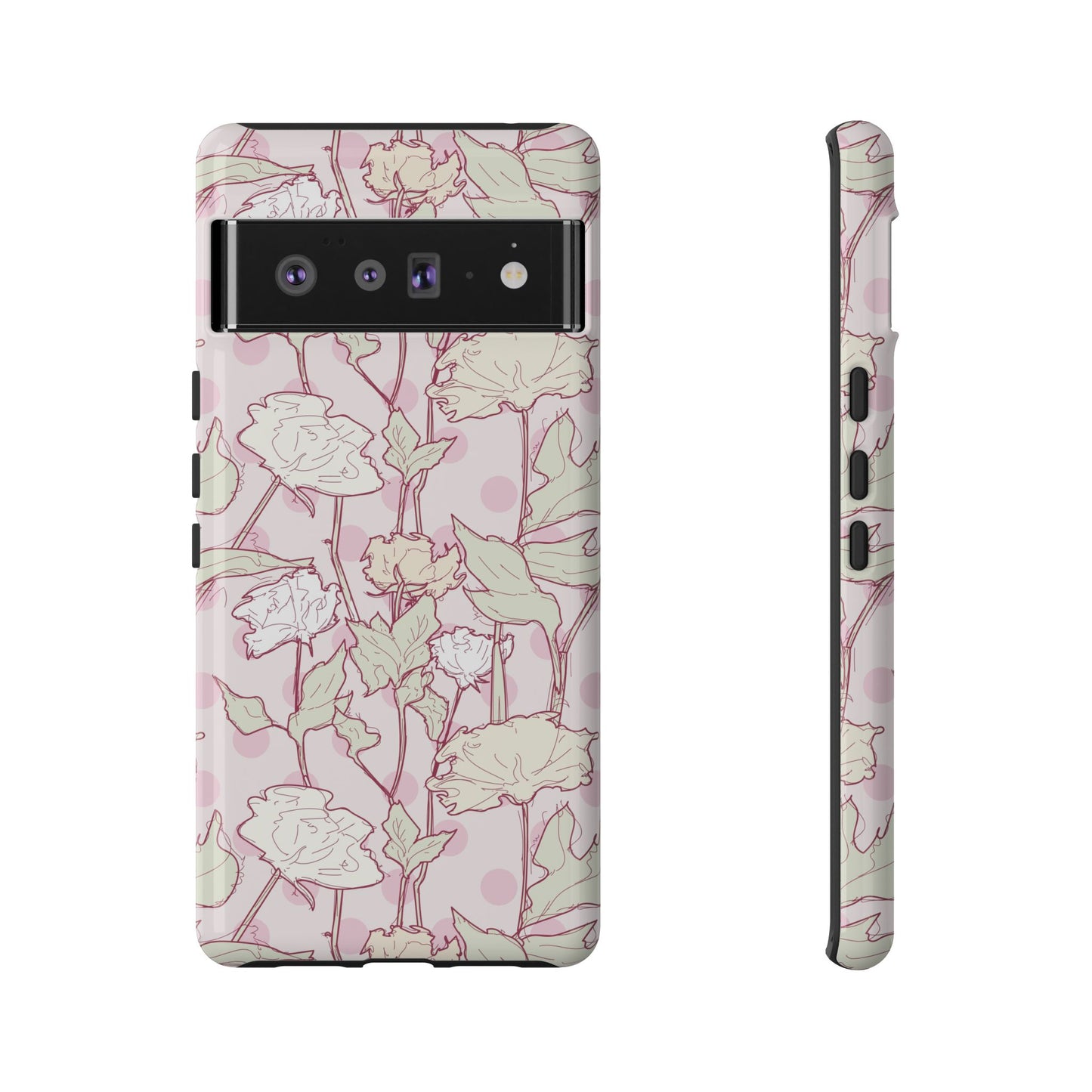 Roses and Dots in Pink Tough Cases for Google Pixel