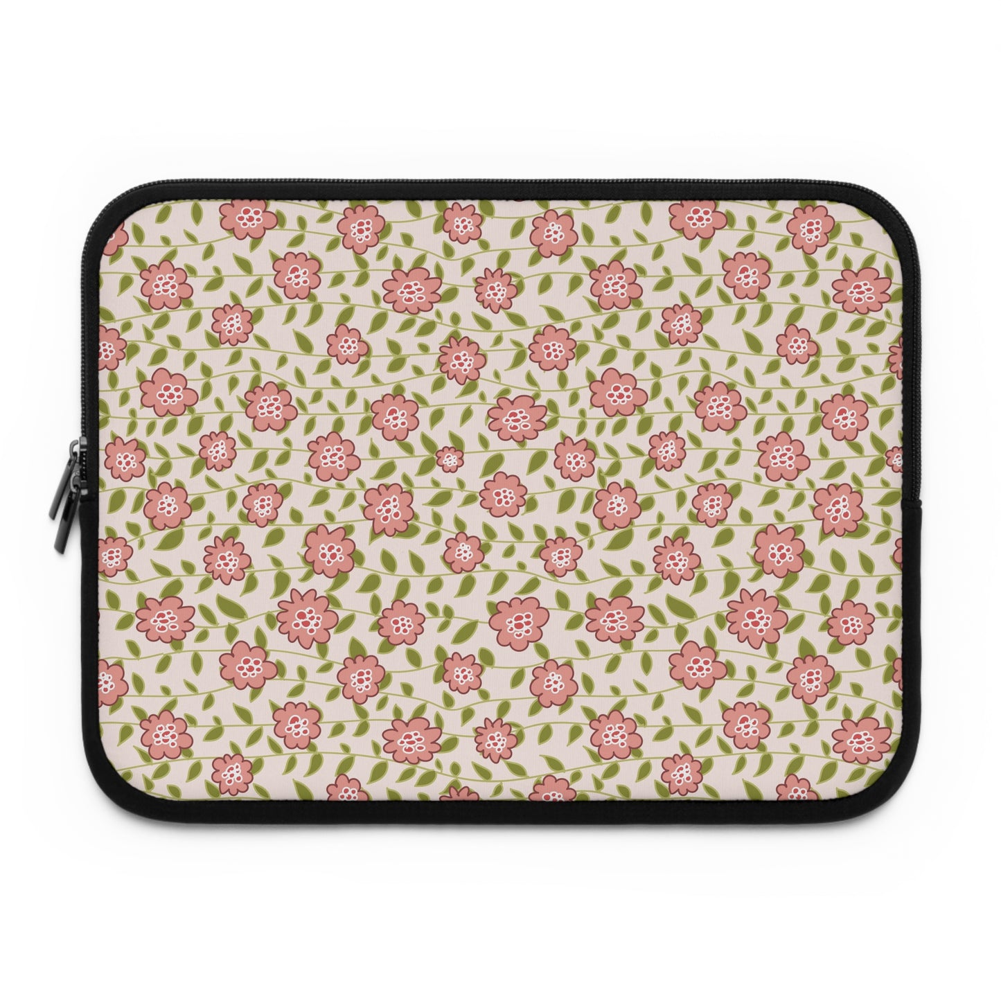 Coral Flowers on Cream Laptop Sleeve