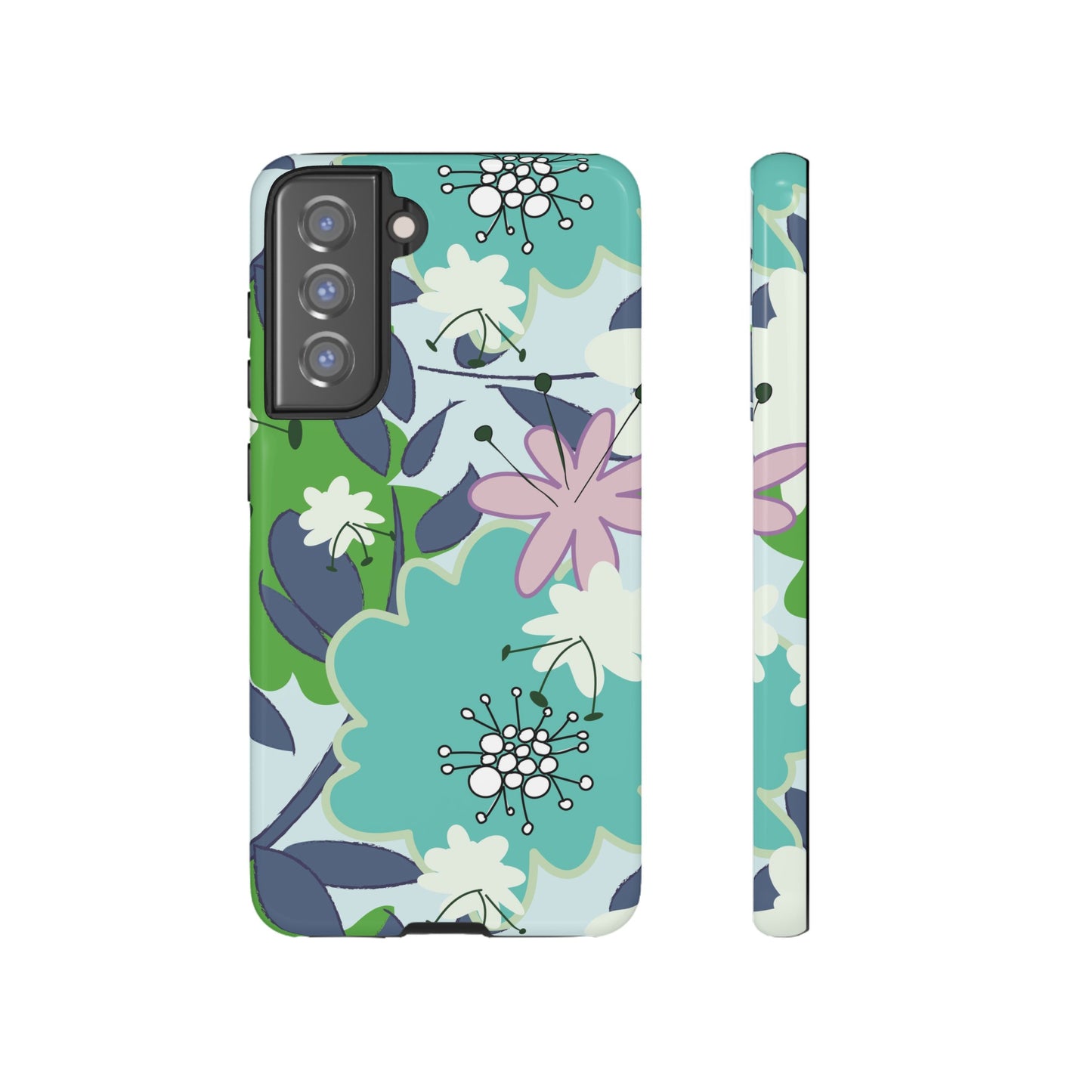 Mid Mod Floral in Blue and Green Tough Cases