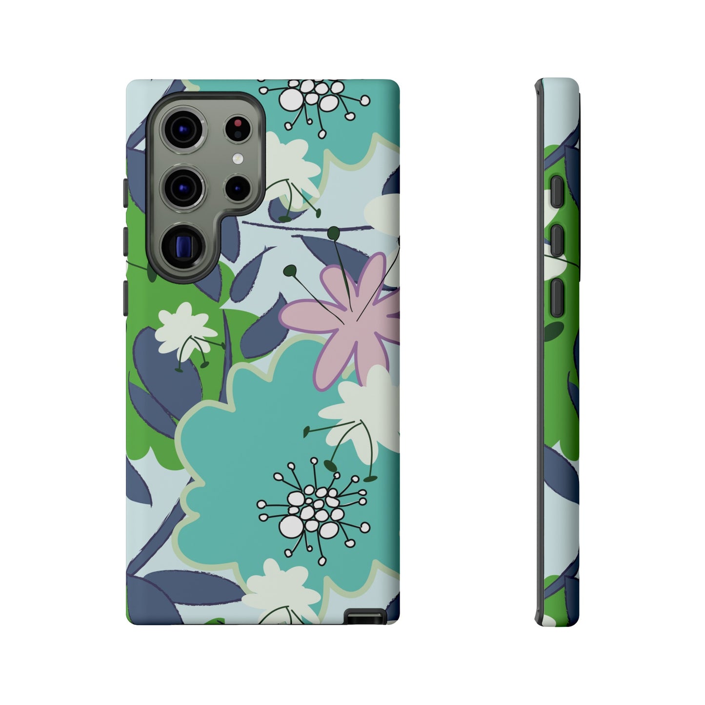 Mid Mod Floral in Blue and Green Tough Cases