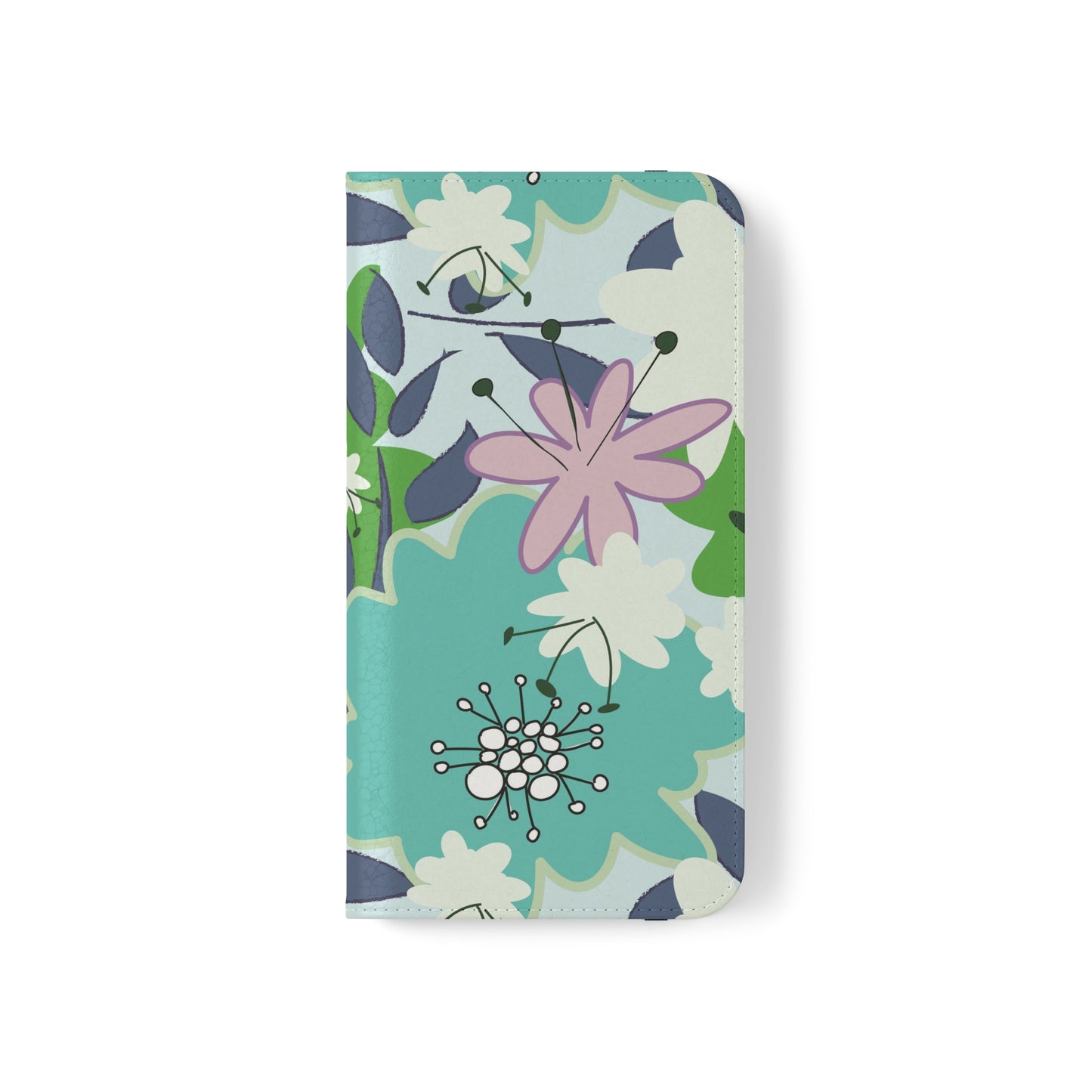 Mid Mod Floral in Blue and Green Flip Cases for iPhone