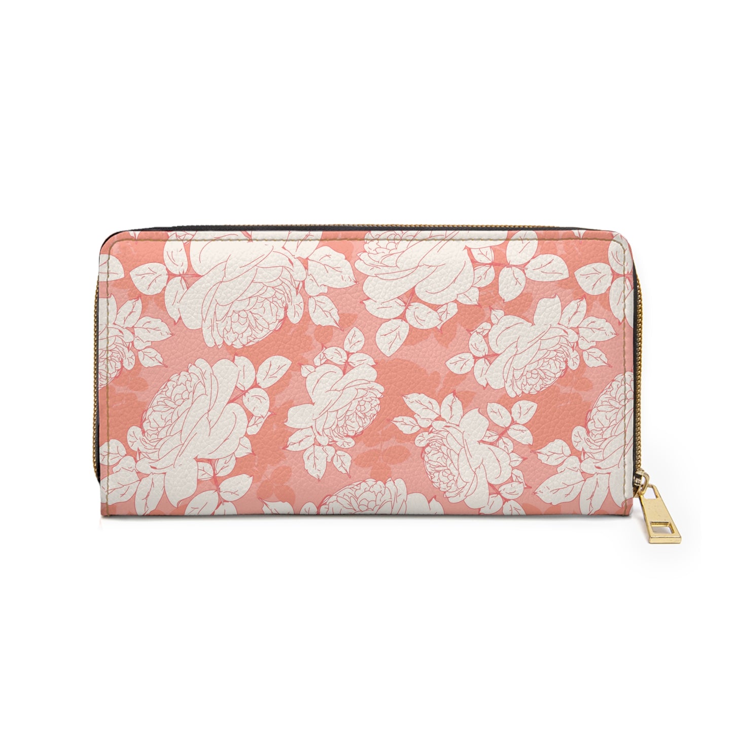 Peach and Cream Roses Zipper Wallet