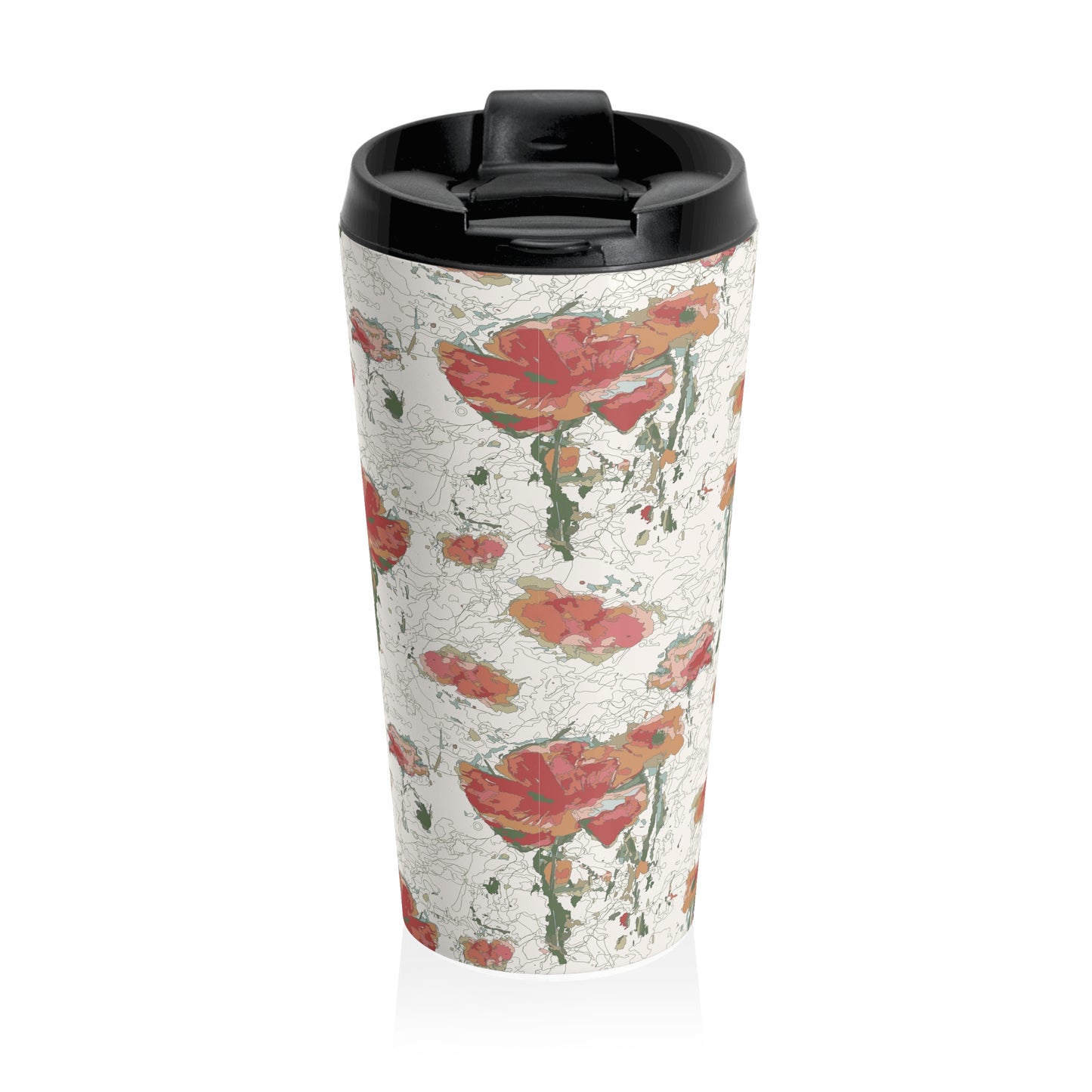 Orange Poppies Stainless Steel Travel Mug