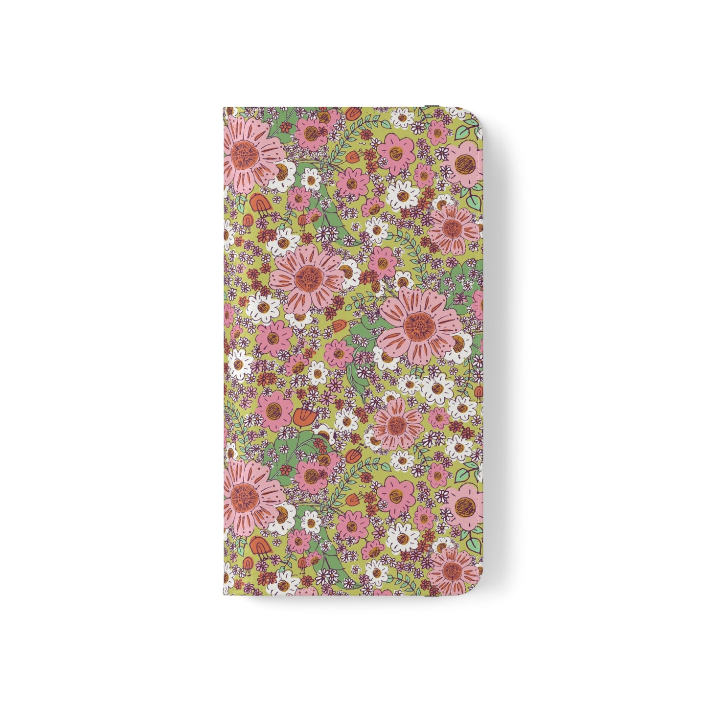 Cheerful Watercolor Flowers on Bright Green Flip Cases for Samsung