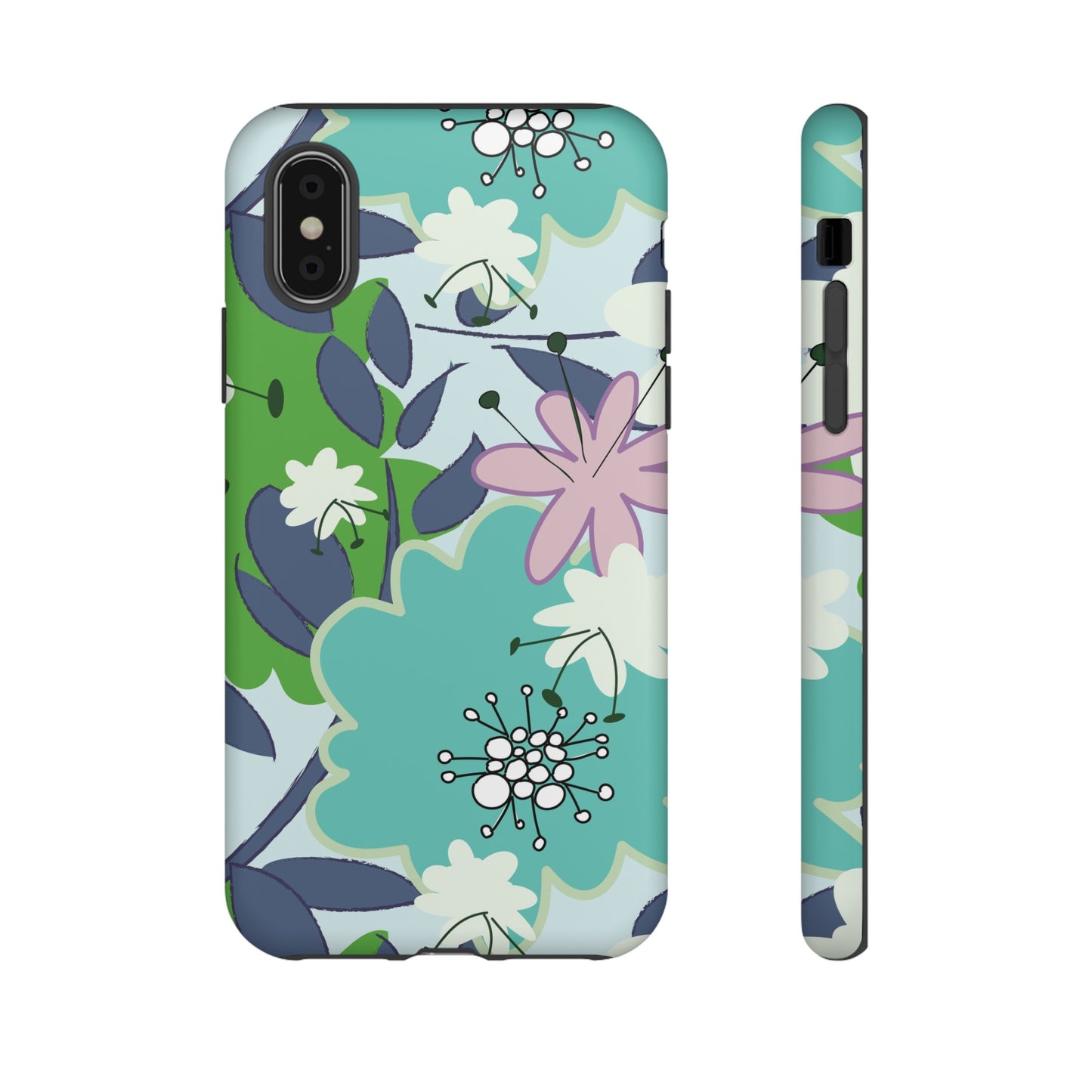 Mid Mod Floral in Blue and Green Tough Cases