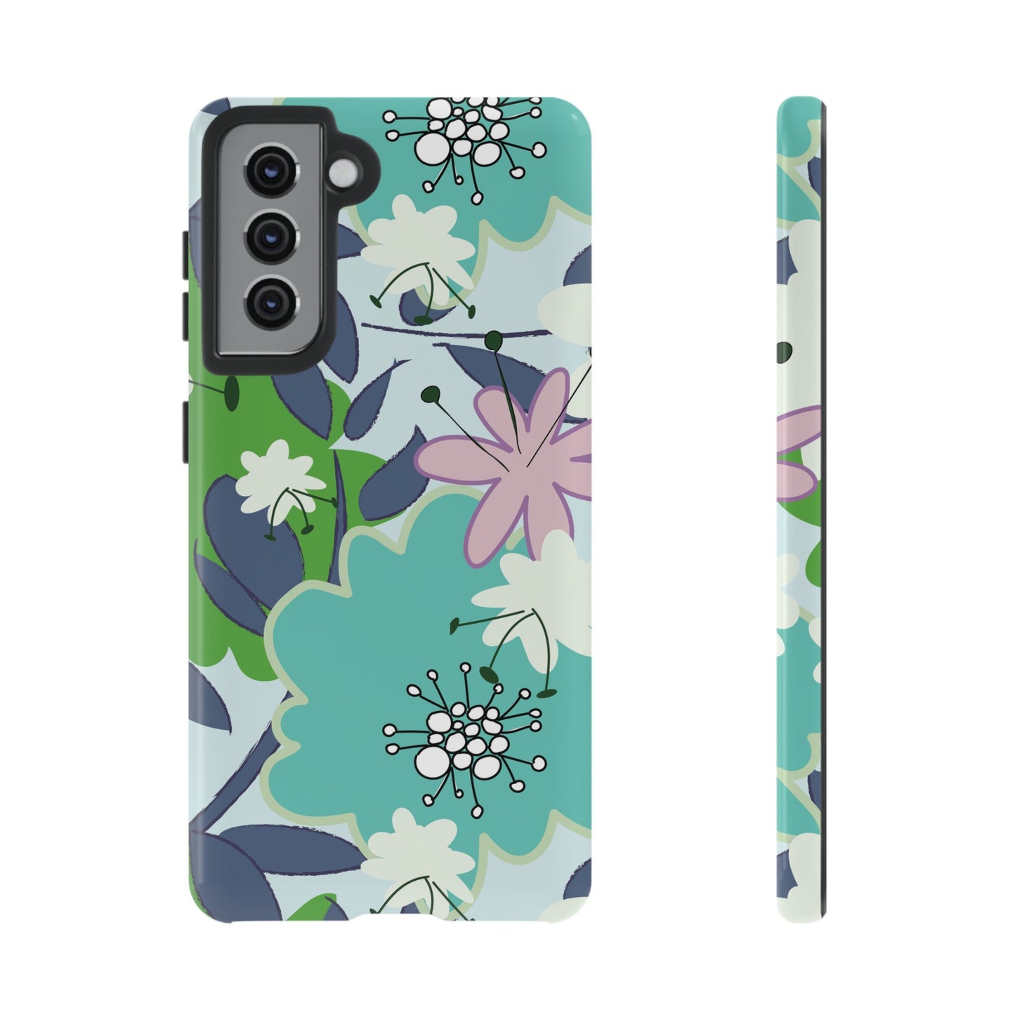 Mid Mod Floral in Blue and Green Tough Cases