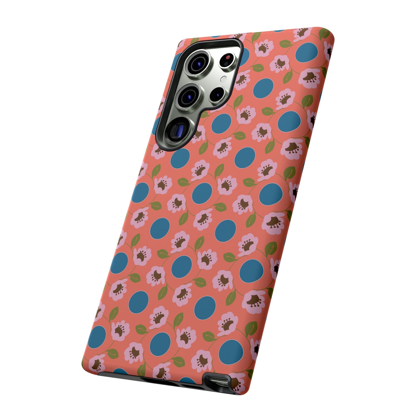 Wildflowers with Dots in Coral and Blue Tough Cases for Samsung