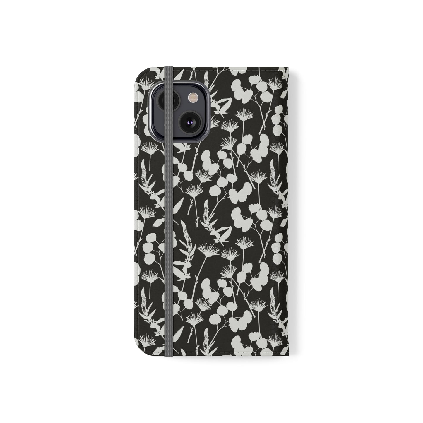 Black and White Floral Flip Cases for iPhone