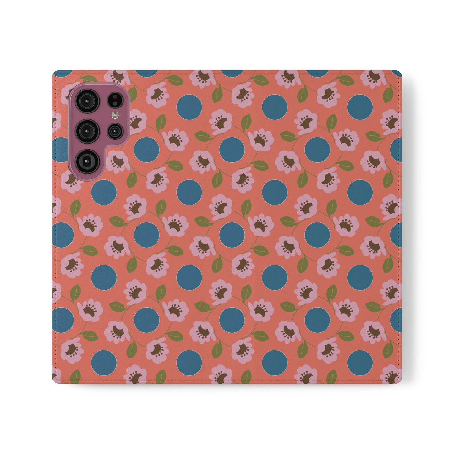 Wildflowers with Dots in Blue and Green Flip Cases for Samsung