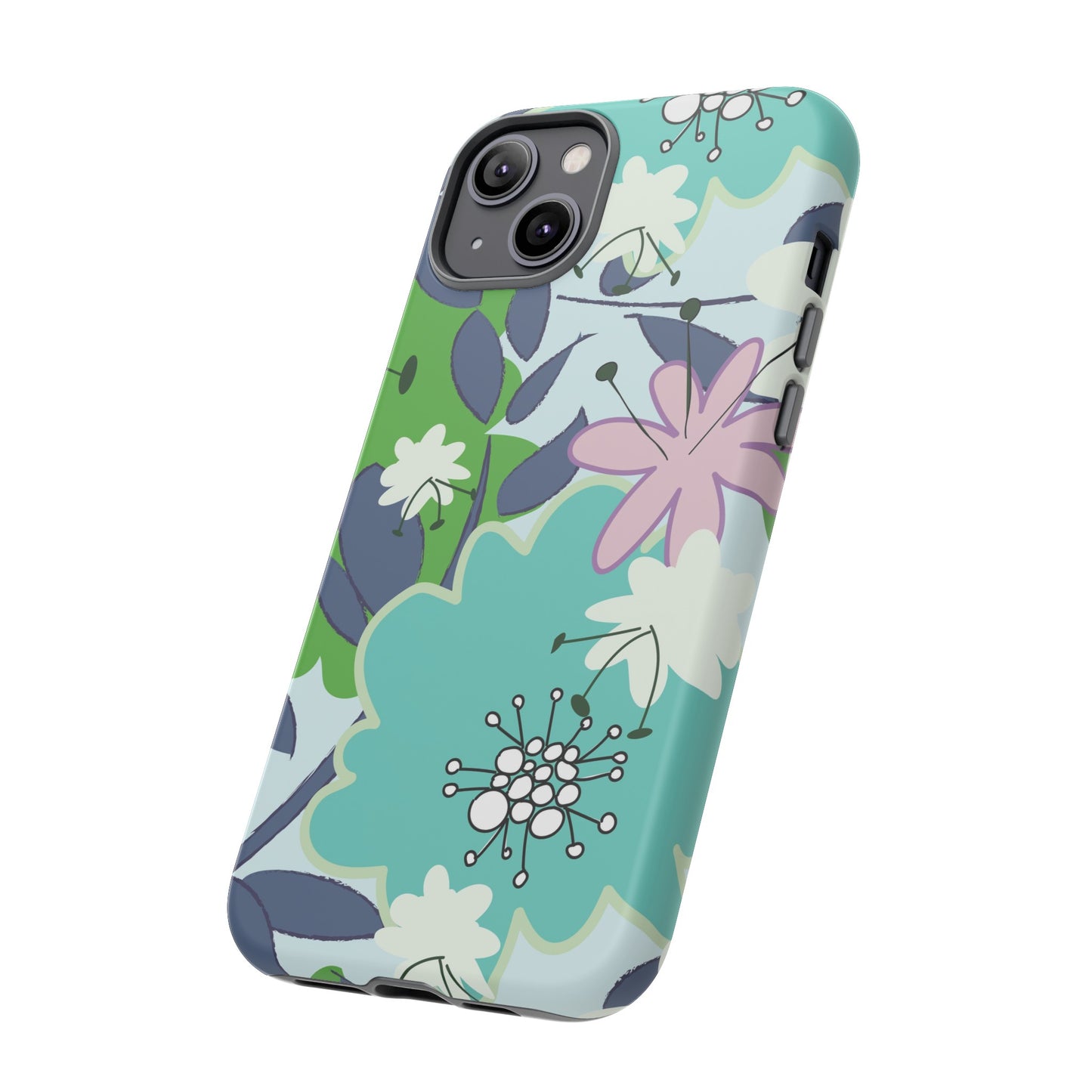 Mid Mod Floral in Blue and Green Tough Cases