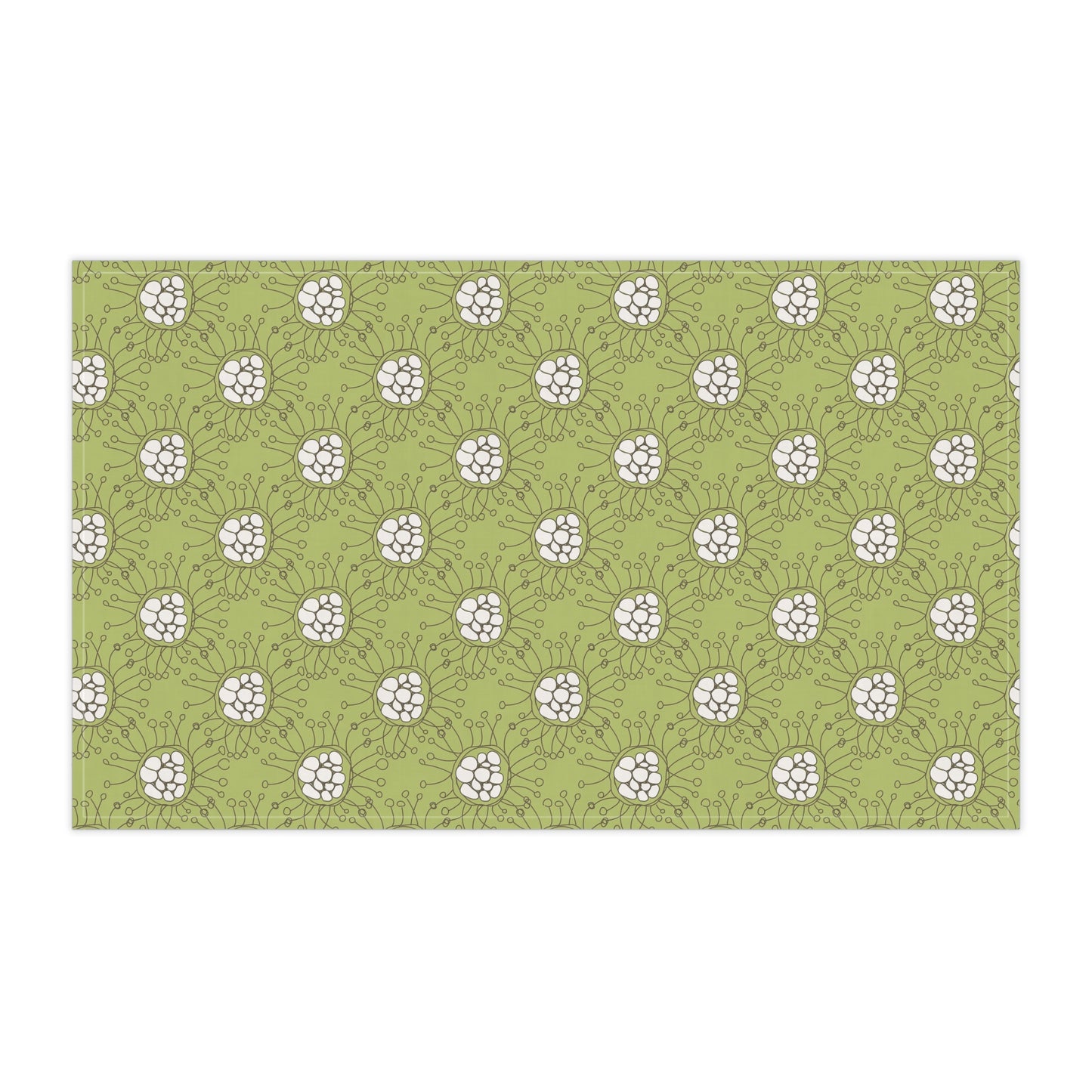 White Dots on Green  Kitchen Towel