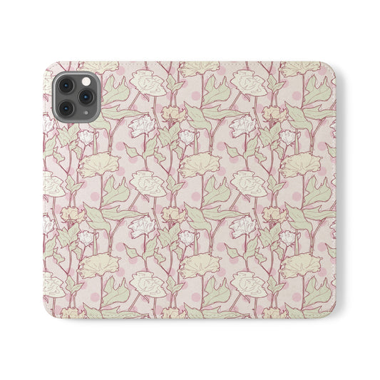 Roses and Dots in Pink Flip Cases for iPhone