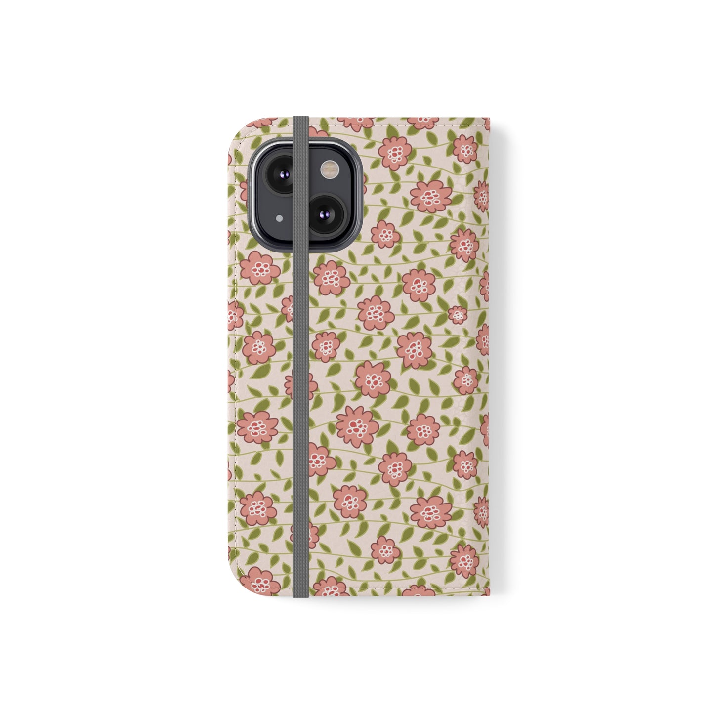 Coral Flowers on Cream Flip Cases for iPhone