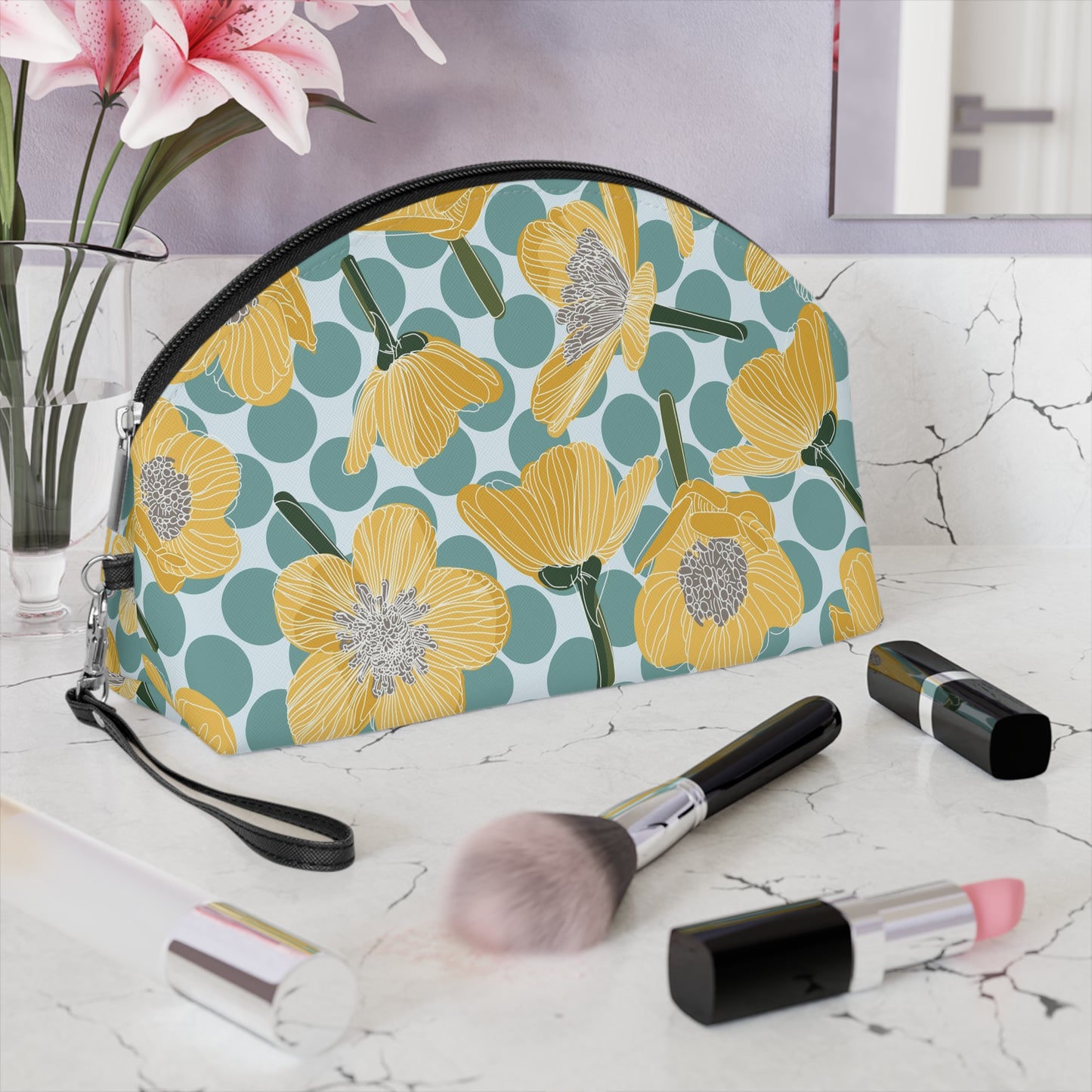 Buttercups and Polka Dots Makeup Bag