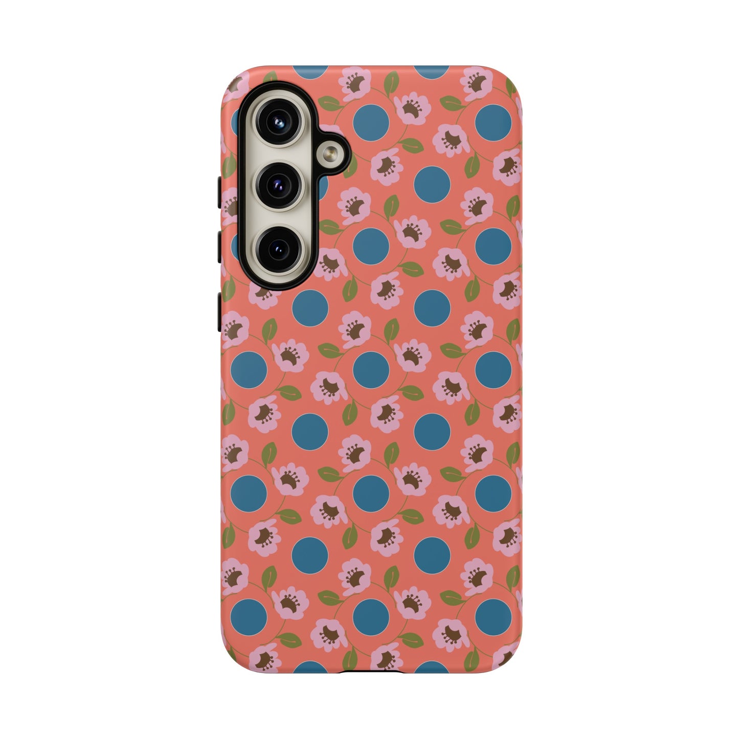 Wildflowers with Dots in Coral and Blue Tough Cases for Samsung