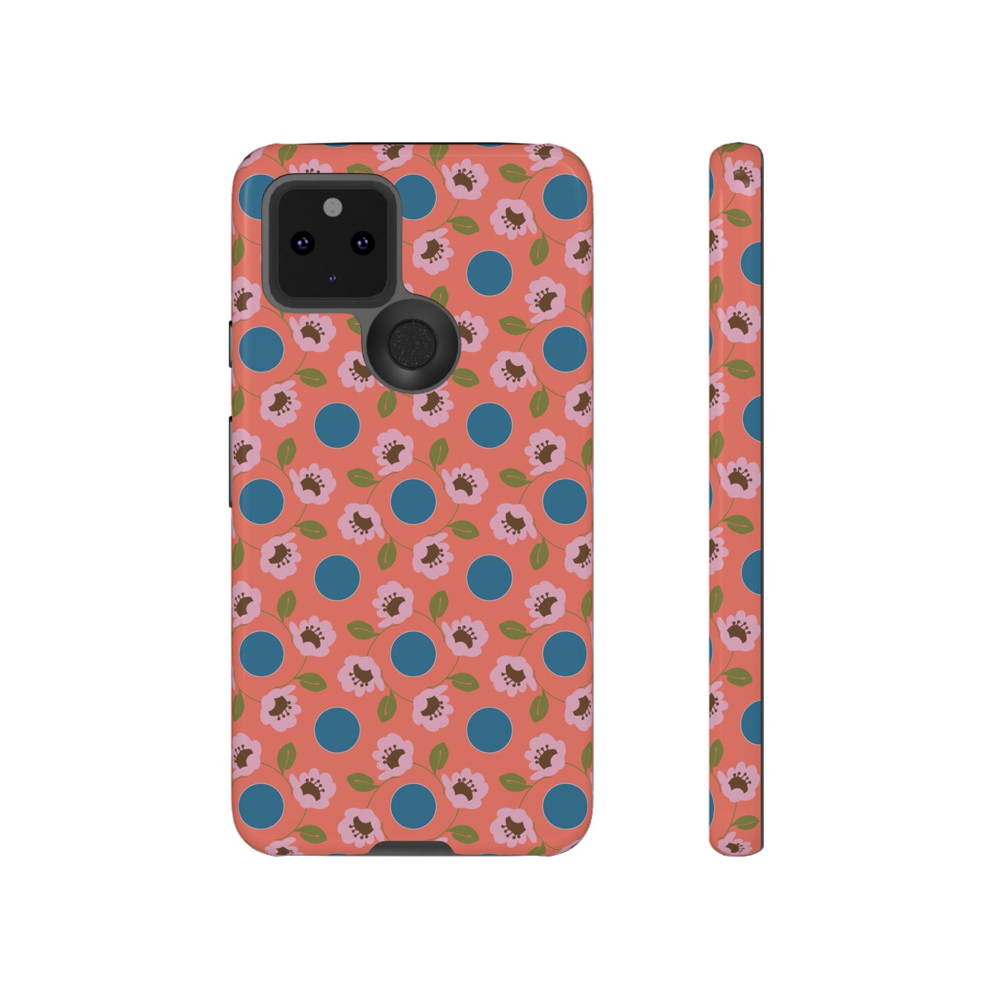 Wildflowers with Dots in Coral and Blue Tough Cases for Google Pixel