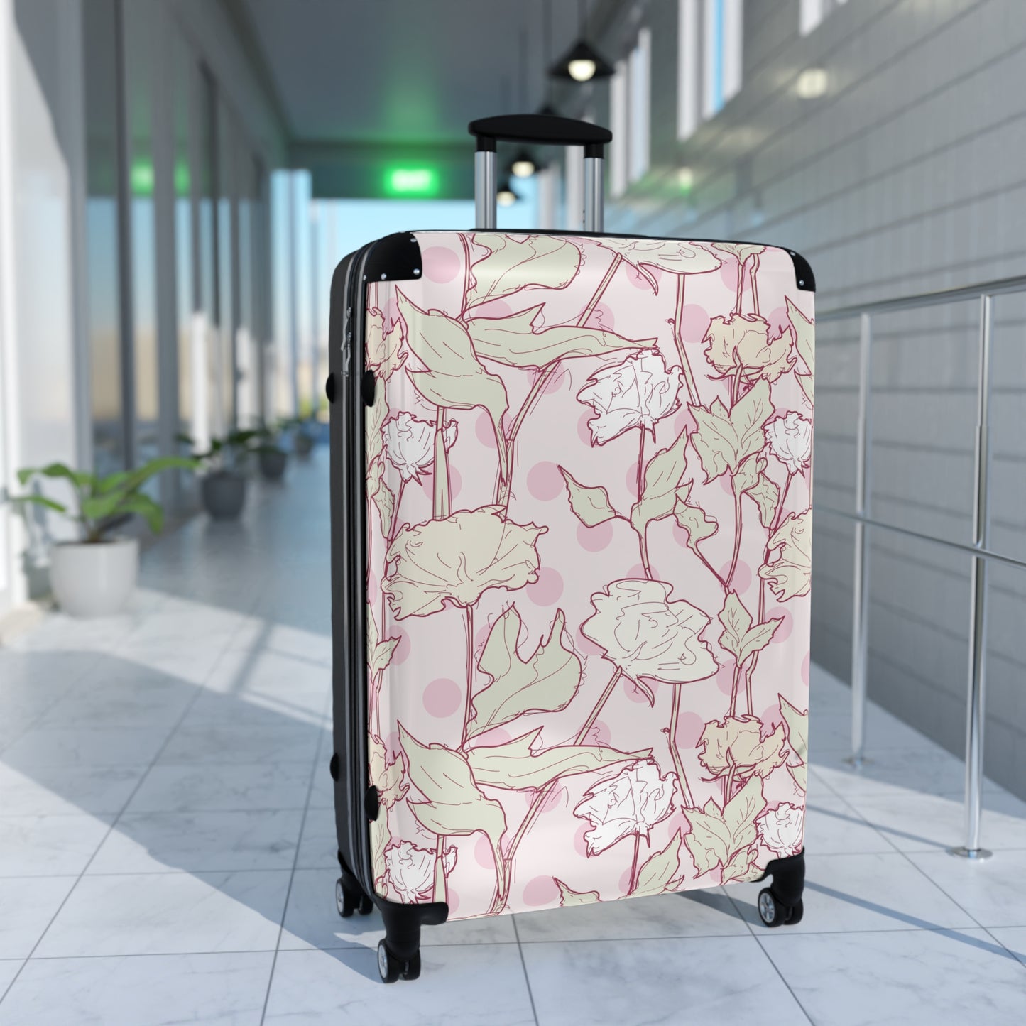 Roses and Dots in Pink Suitcase