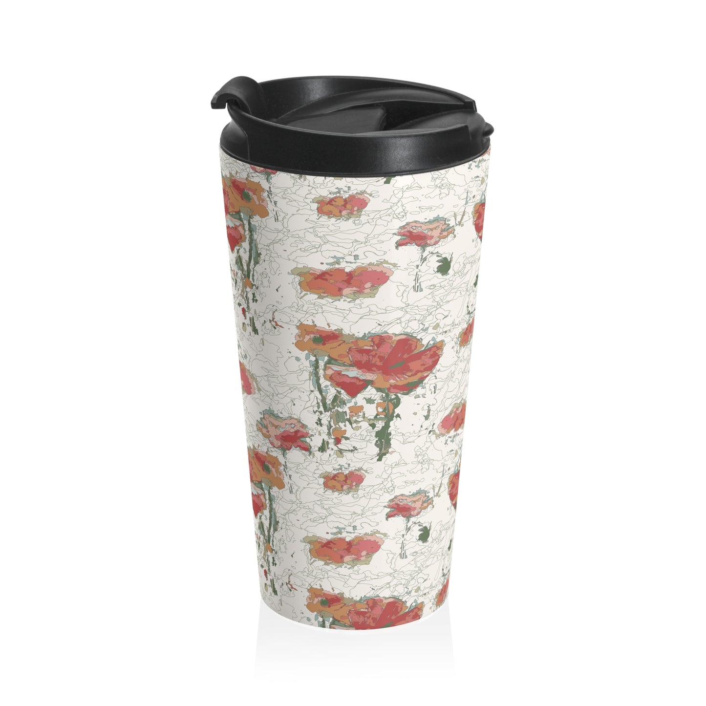 Orange Poppies Stainless Steel Travel Mug