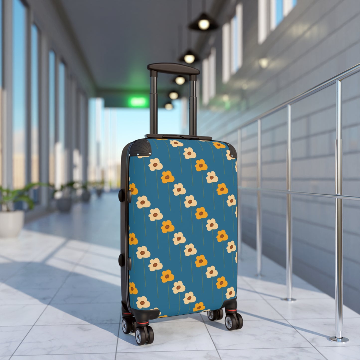 Yellow Wildflowers on Blue Suitcase