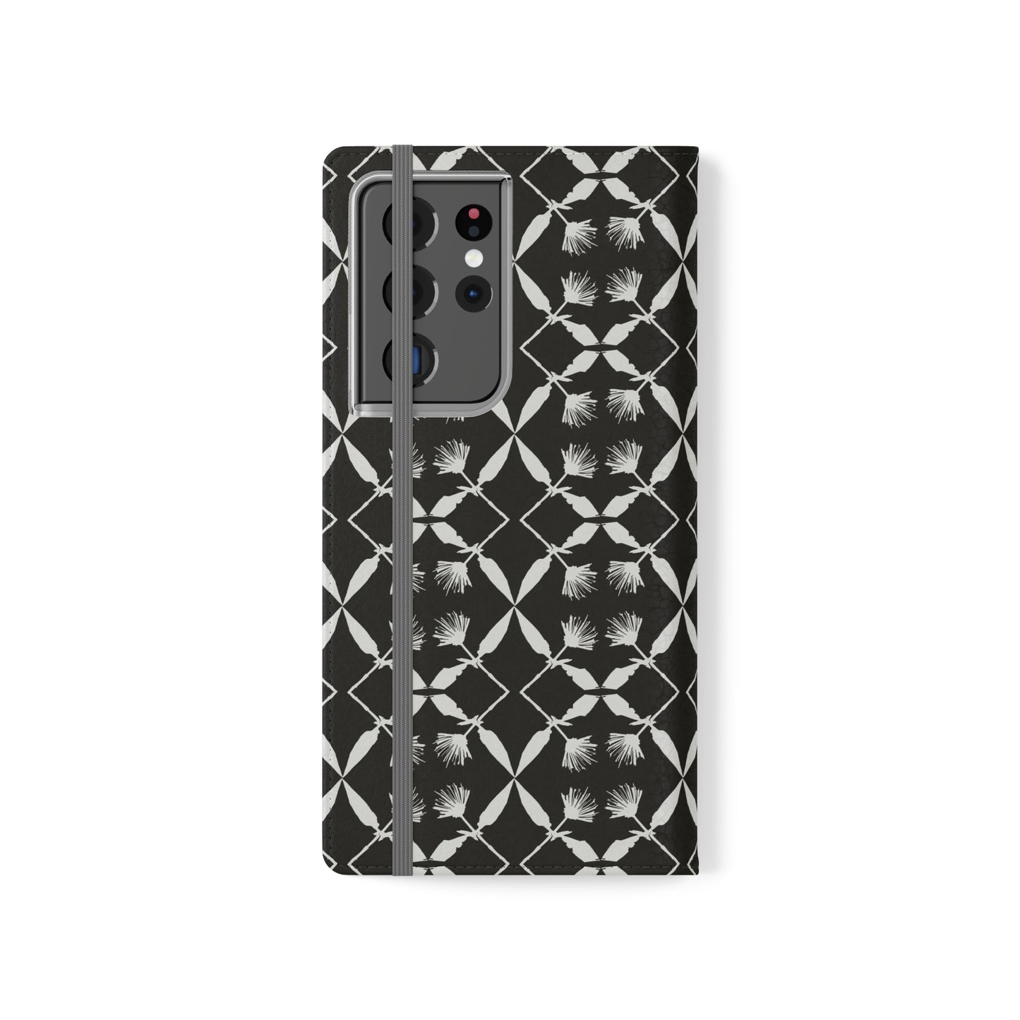 Black and White Floral Flip Cases for Samsung