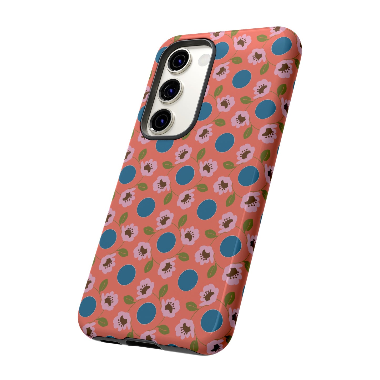 Wildflowers with Dots in Coral and Blue Tough Cases for Samsung