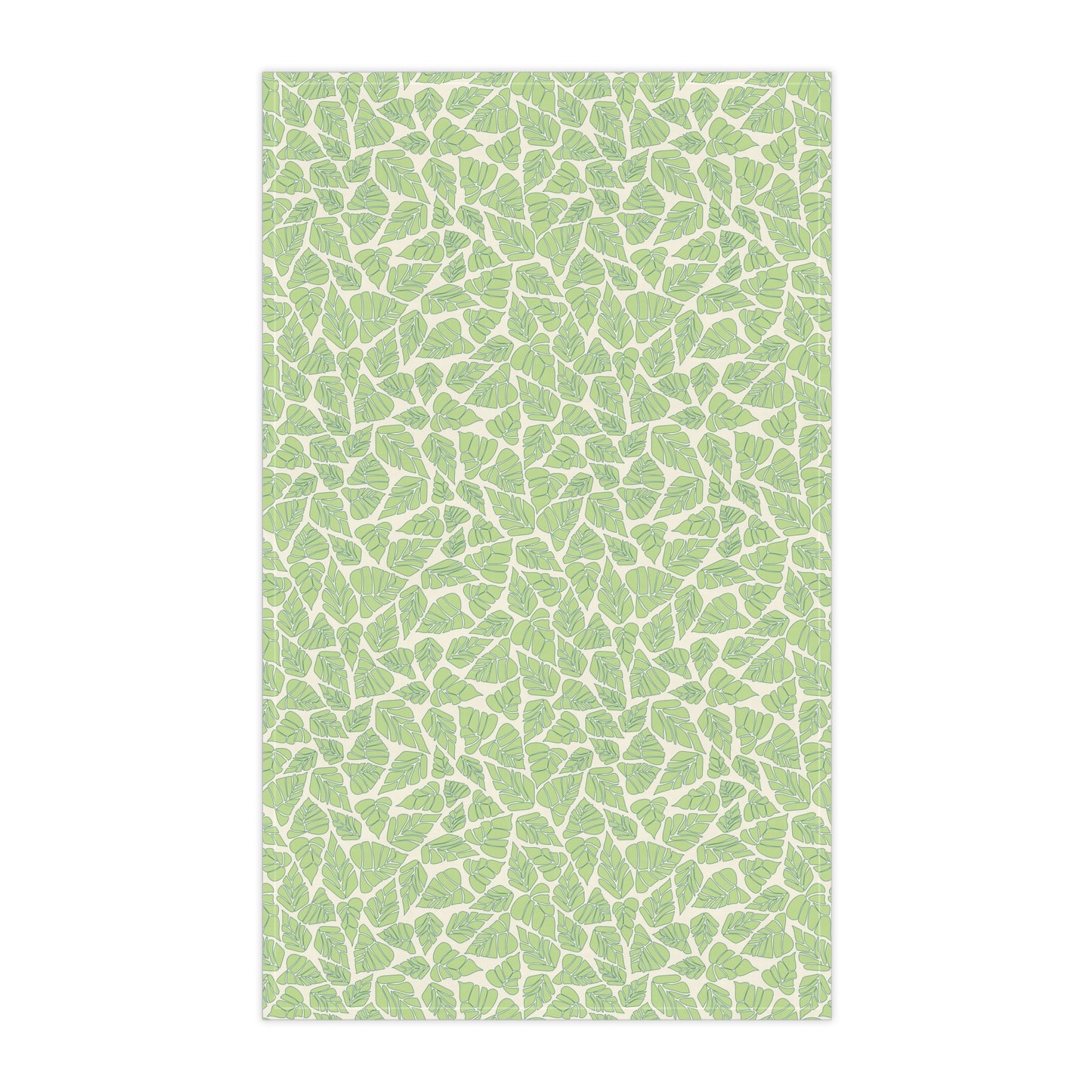 Green Leaves on Cream Kitchen Towel