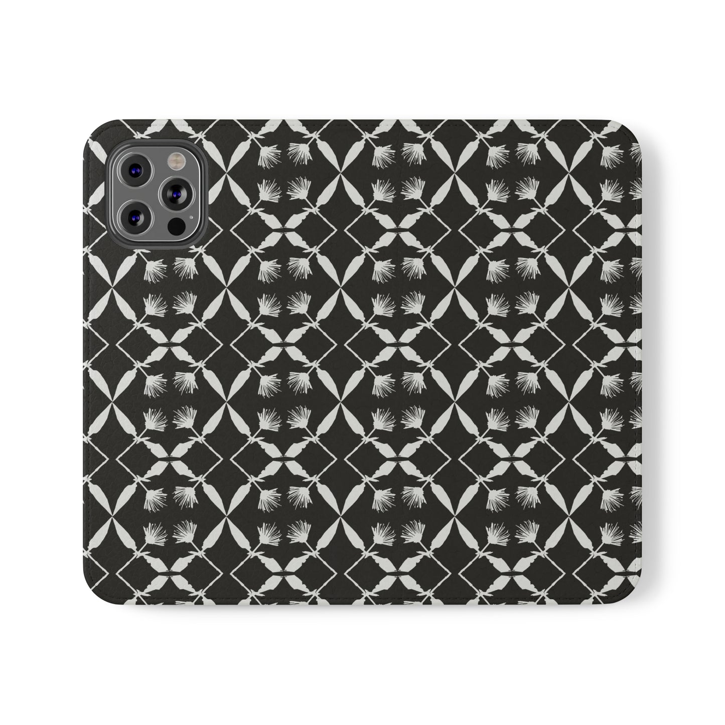 Black and White Floral Flip Cases for iPhone