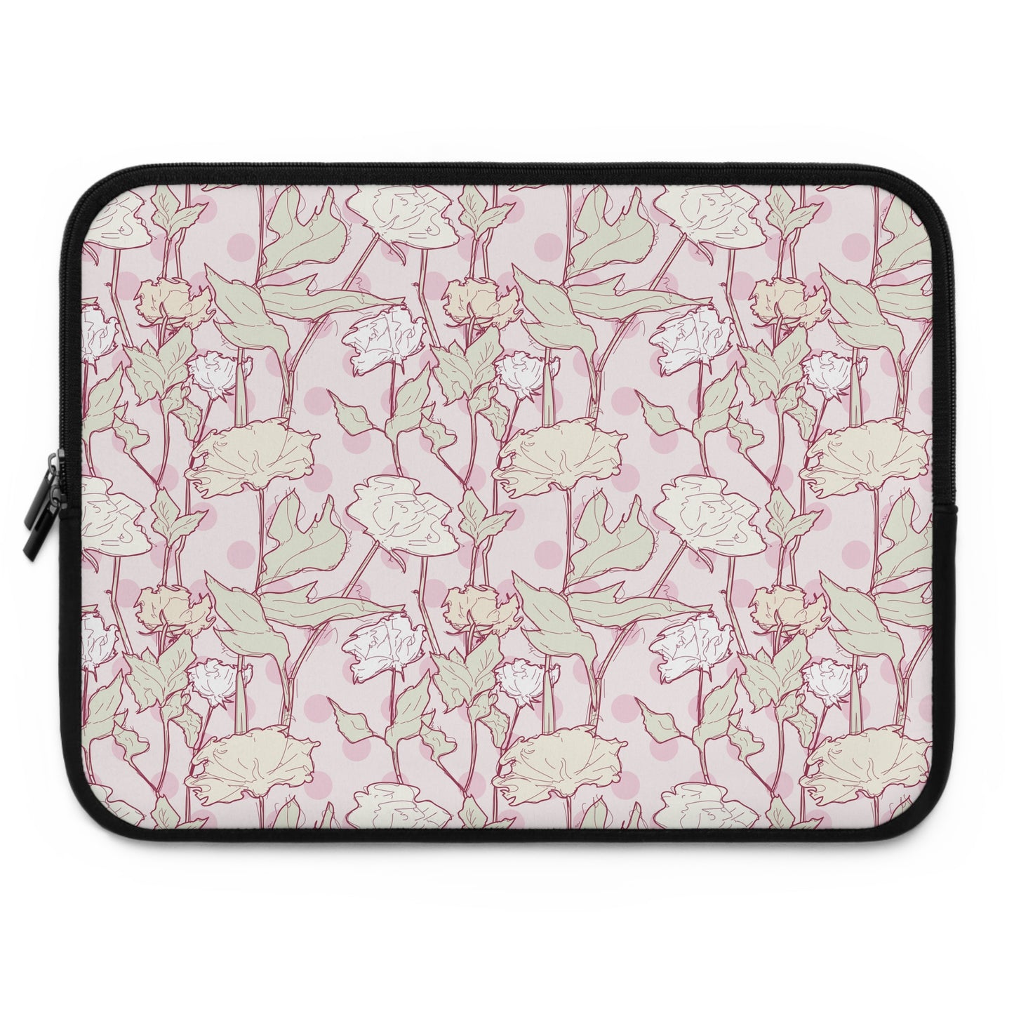 Roses and Dots in Pink Laptop Sleeve