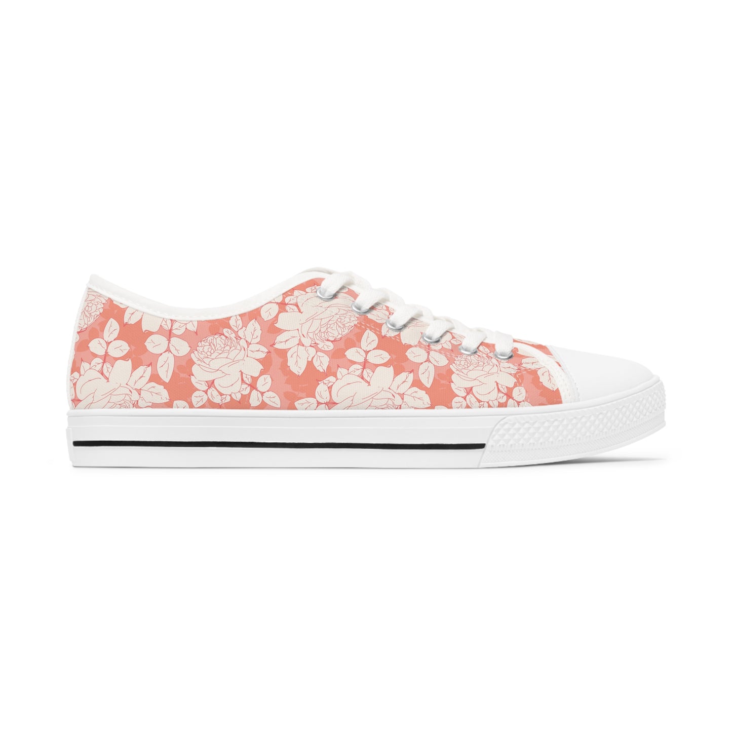 Peach and Cream Roses Women's Low Top Sneakers