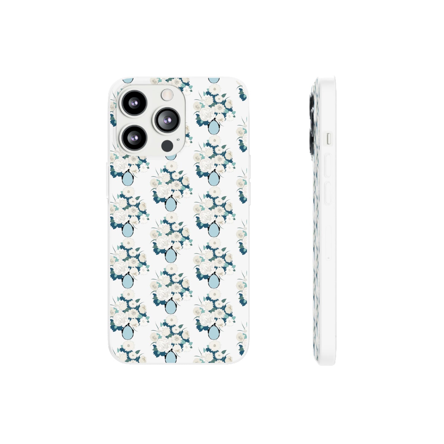 White Flowers in Vase Flexi Cases for iPhone