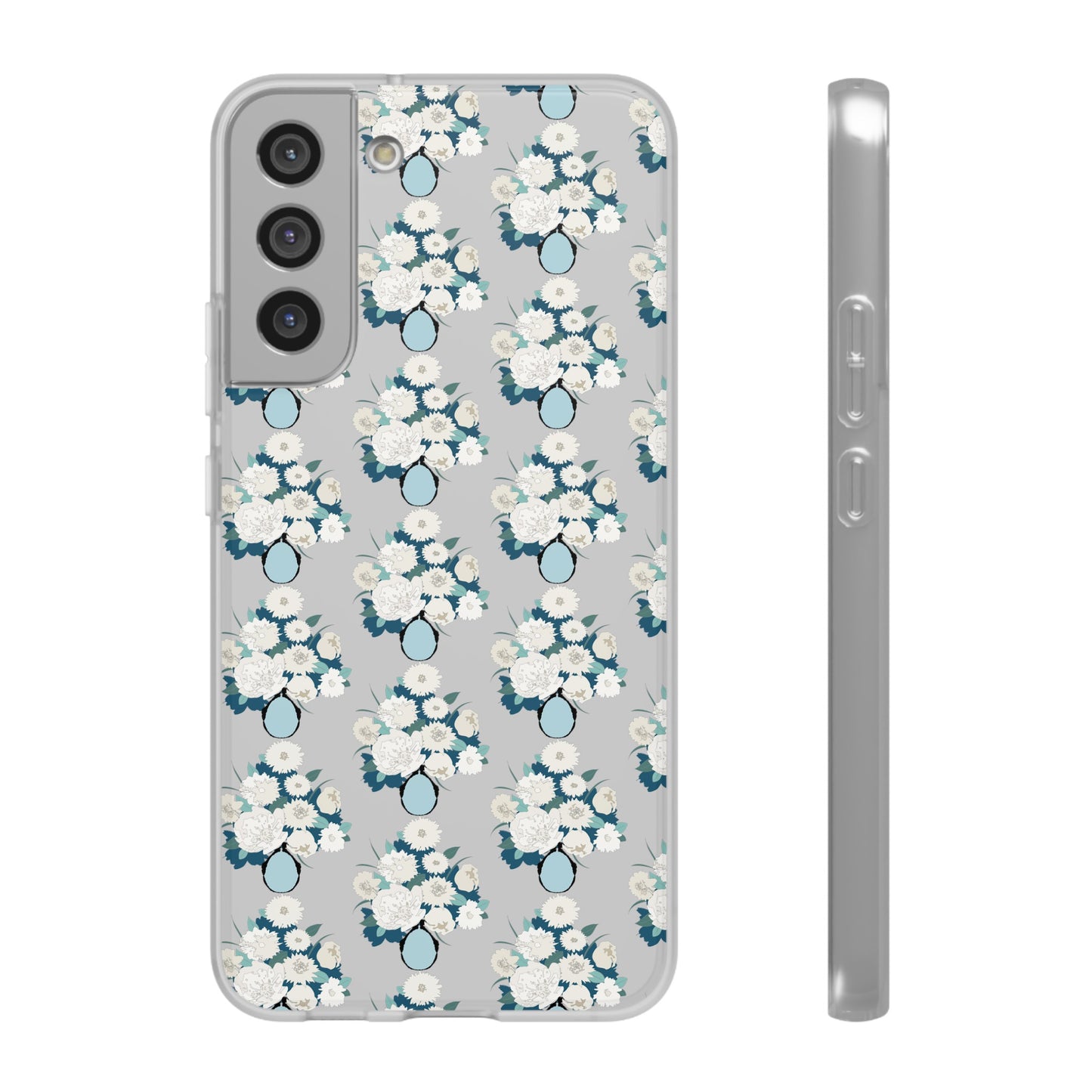 White Flowers in Vase Flexi Cases for Samsung