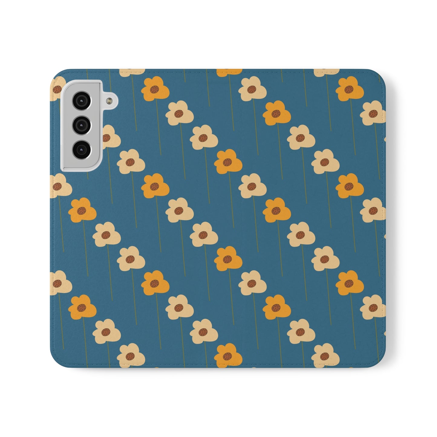 Yellow Wildflowers on Blue Flip Cases for Samsung