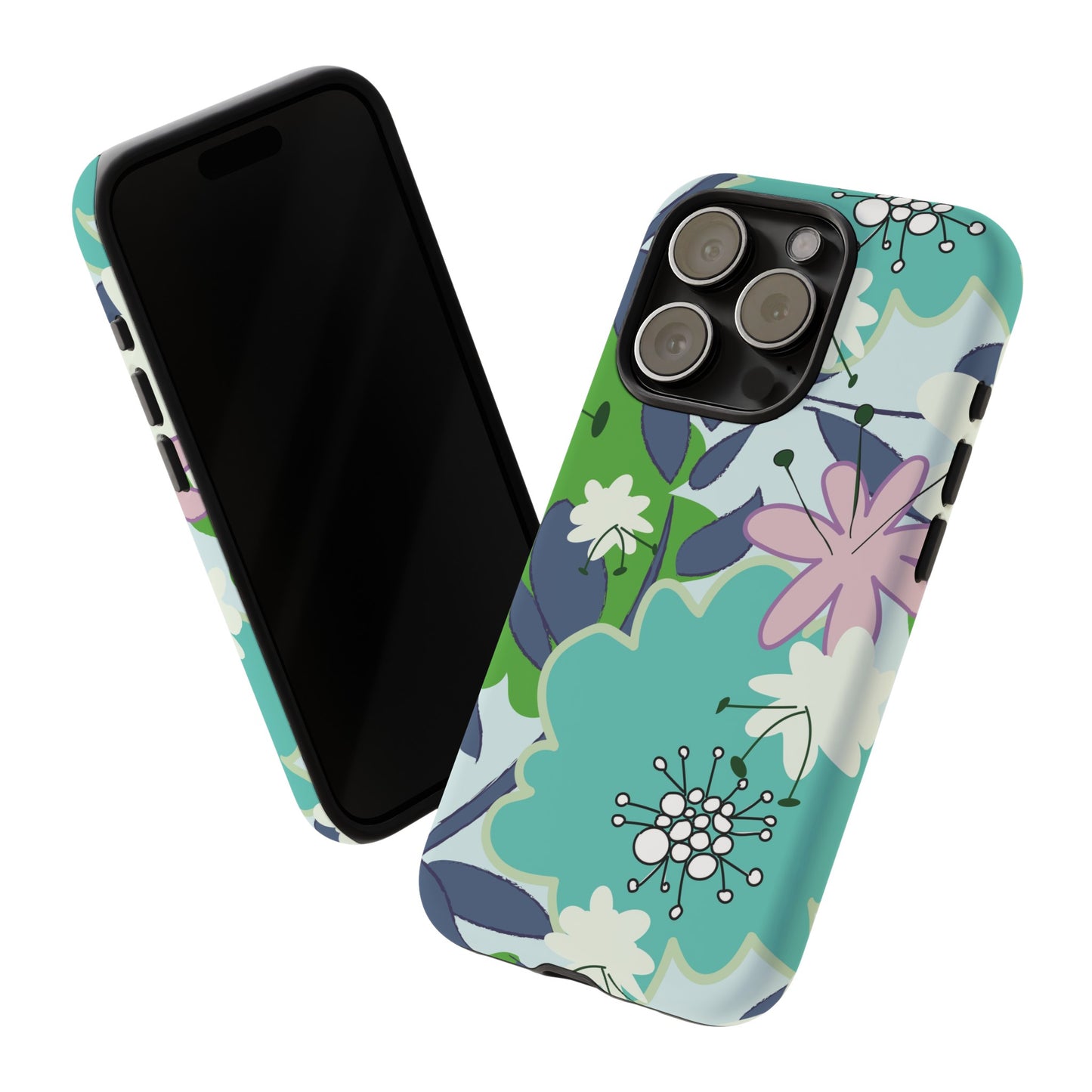 Mid Mod Floral in Blue and Green Tough Cases