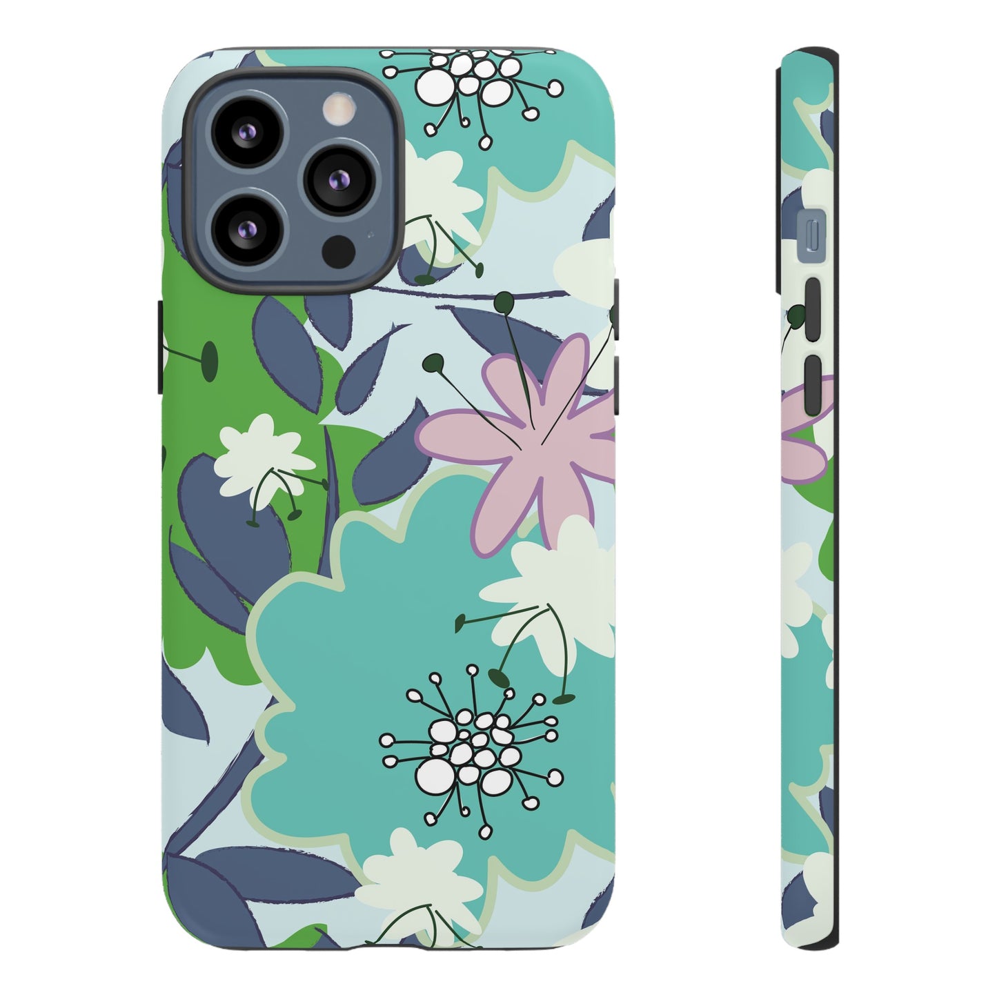 Mid Mod Floral in Blue and Green Tough Cases