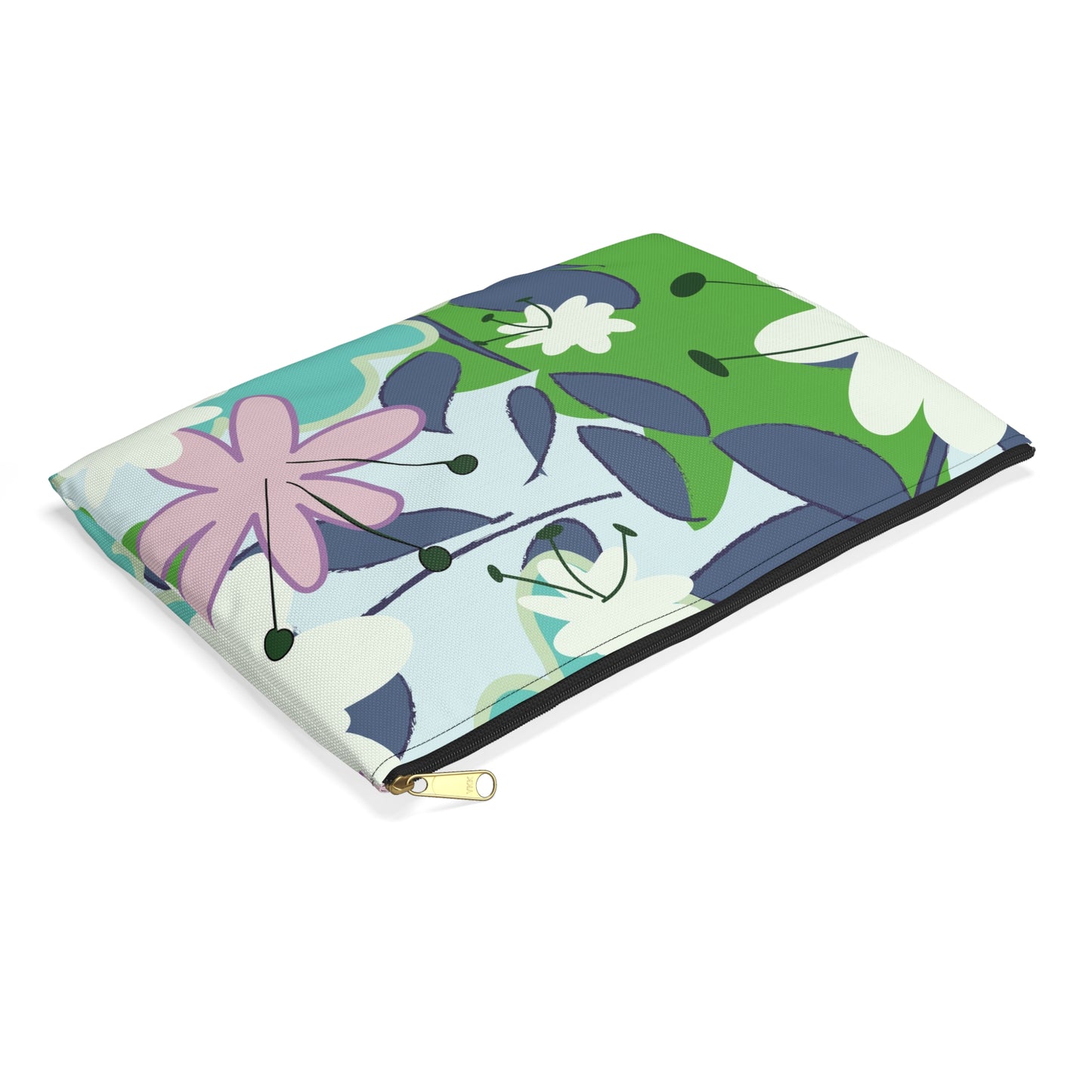 Mid Mod Floral in Blue and Green Accessory Pouch